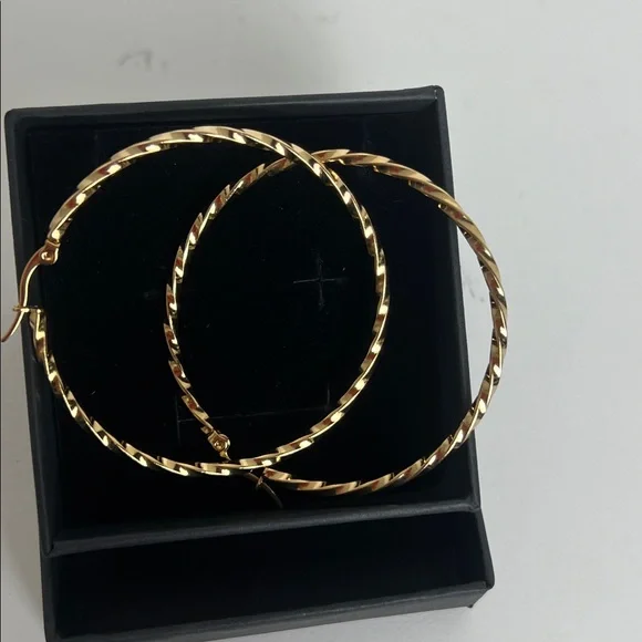 Elegant Gold Hoop Earrings - Picture 7 of 10